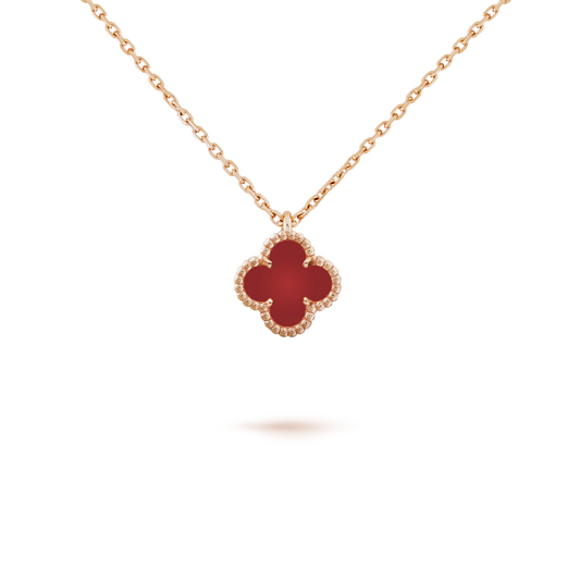 [Echo Fine ]CLOVER MINI 9.5MM WHITE CARNELIANS NECKLACE