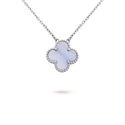 [Echo Fine ]CLOVER 15MM BLUE CHALCEDONY NECKLACE SILVER