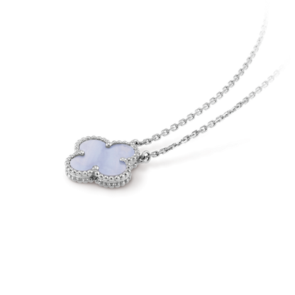 [Echo Fine ]CLOVER 15MM BLUE CHALCEDONY NECKLACE SILVER