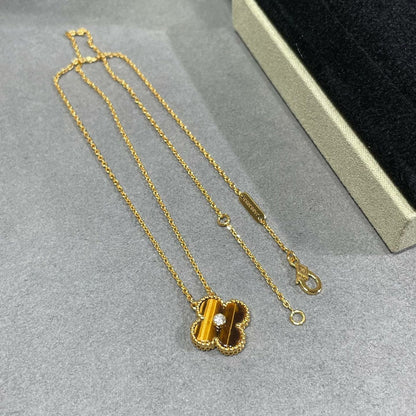 [Echo Fine ]CLOVER 15MM DIAMOND AND YELLOW TIGER'S EYE AGATE necklace