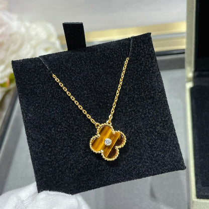 [Echo Fine ]CLOVER 15MM DIAMOND AND YELLOW TIGER'S EYE AGATE necklace
