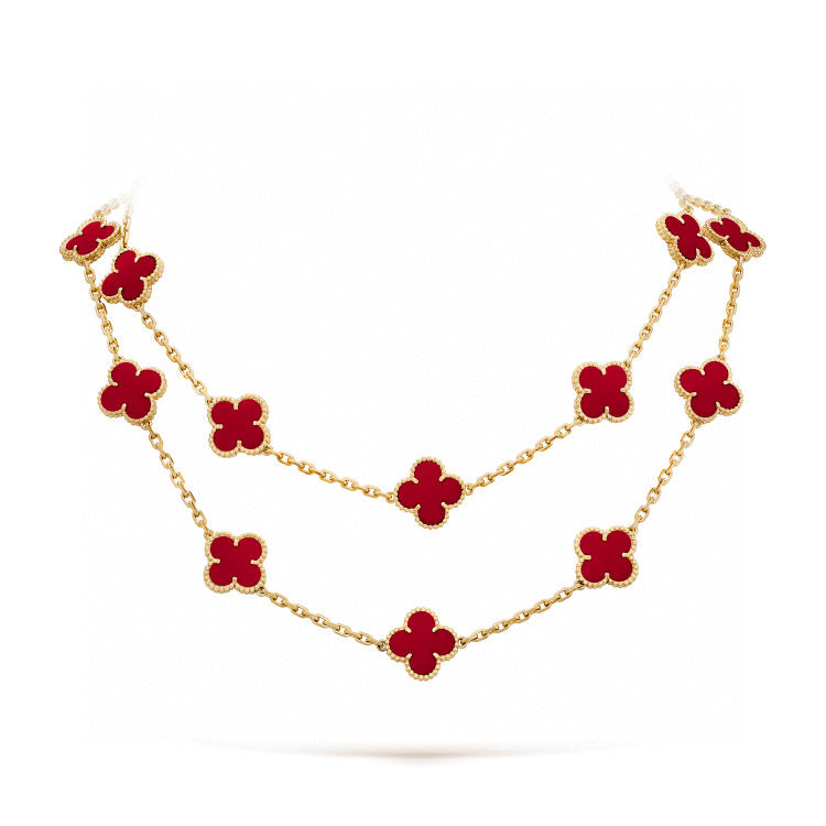 [Echo Fine ]CLOVER 20 MOTIFS CARNELIAN NECKLACE