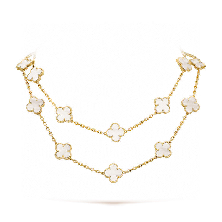 [Echo Fine ]CLOVER 20 MOTIFS WHITE MOP NECKLACE