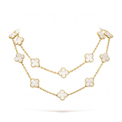 [Echo Fine ]CLOVER 20 MOTIFS WHITE MOP NECKLACE