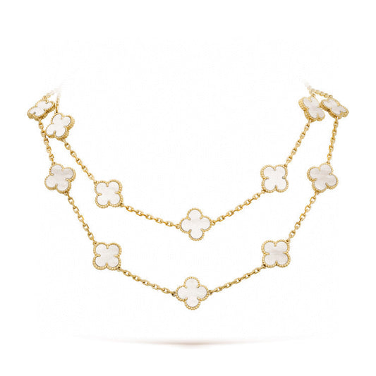 [Echo Fine ]CLOVER 20 MOTIFS WHITE MOP NECKLACE