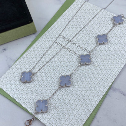 [Echo Fine ]CLOVER  5 MOTIF PURPLE CHALCEDONY BRACELET SILVER