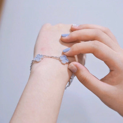 [Echo Fine ]CLOVER  5 MOTIF PURPLE CHALCEDONY BRACELET SILVER