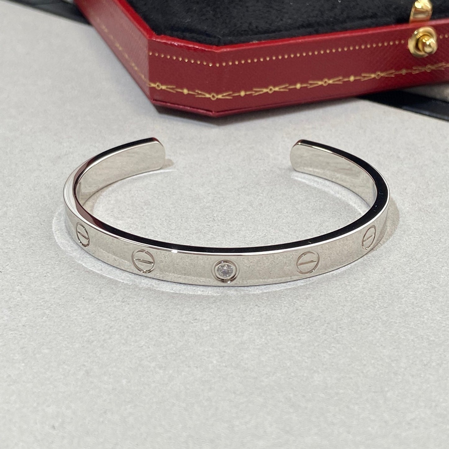 [Echo Fine ]LOVE BRACELET 6.1MM 1 DIAMOND OPEN CUFF