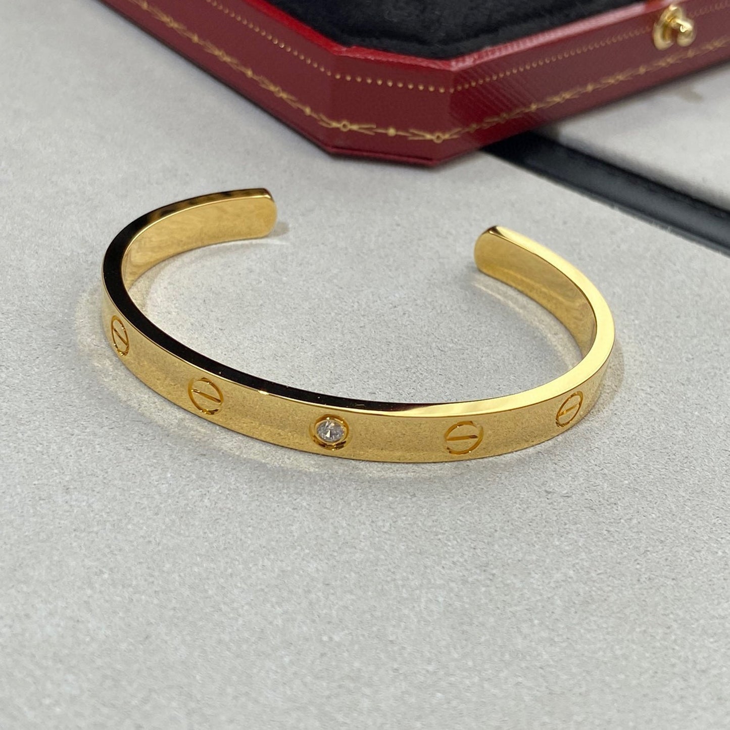 [Echo Fine ]LOVE BRACELET 6.1MM 1 DIAMOND OPEN CUFF