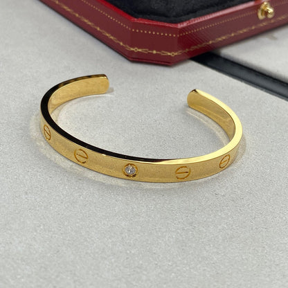 [Echo Fine ]LOVE BRACELET 6.1MM 1 DIAMOND OPEN CUFF