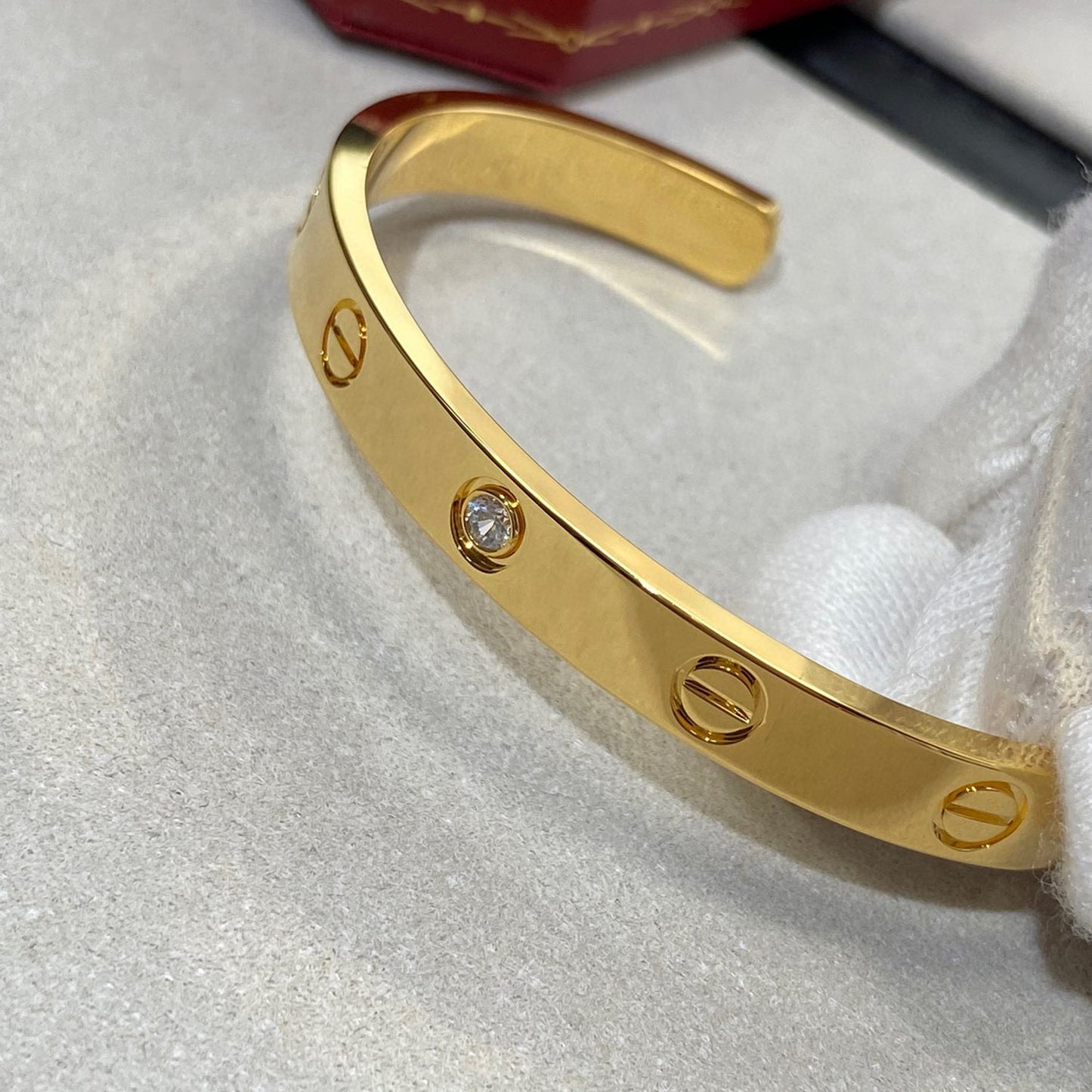 [Echo Fine ]LOVE BRACELET 6.1MM 1 DIAMOND OPEN CUFF