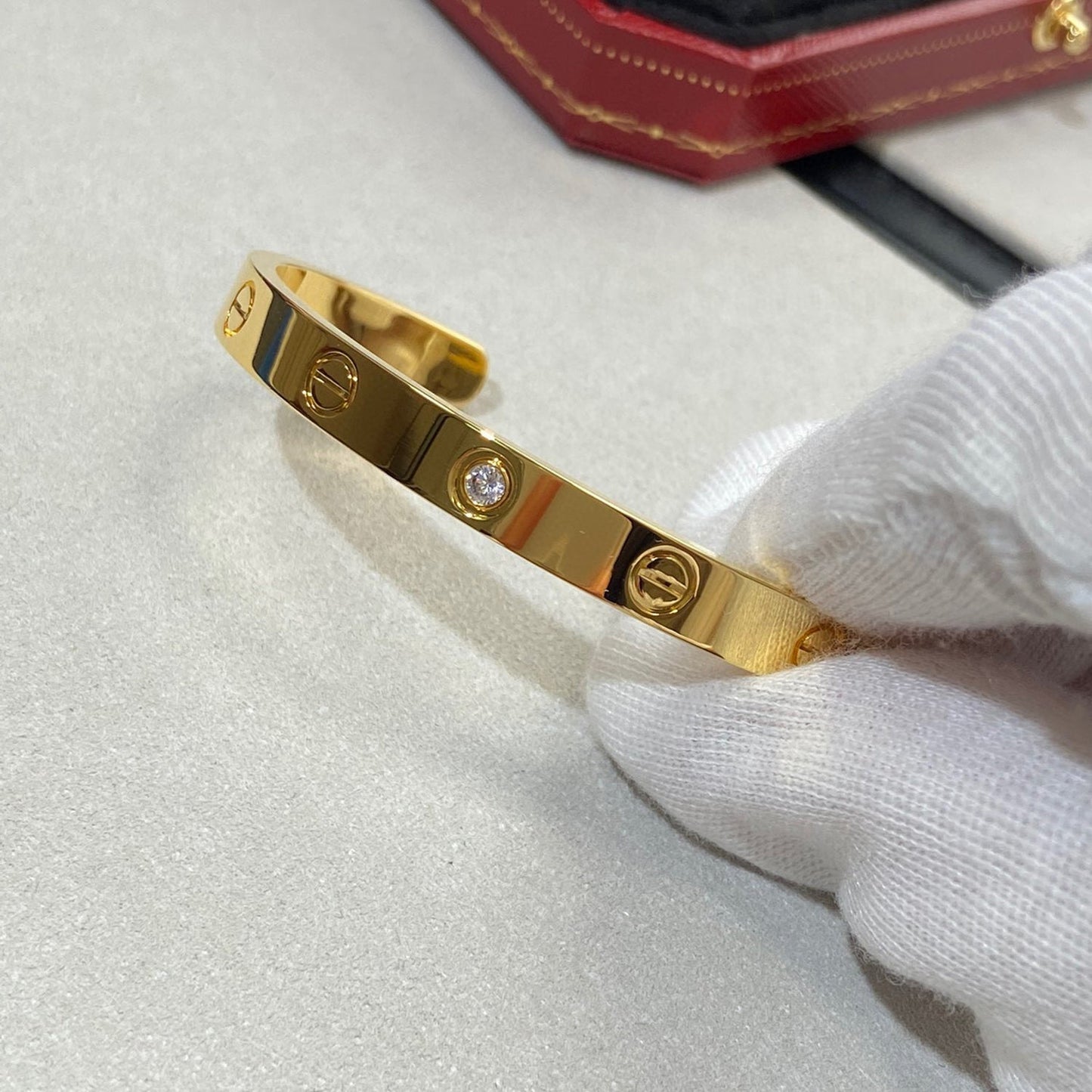 [Echo Fine ]LOVE BRACELET 6.1MM 1 DIAMOND OPEN CUFF