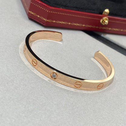 [Echo Fine ]LOVE BRACELET 6.1MM 1 DIAMOND OPEN CUFF