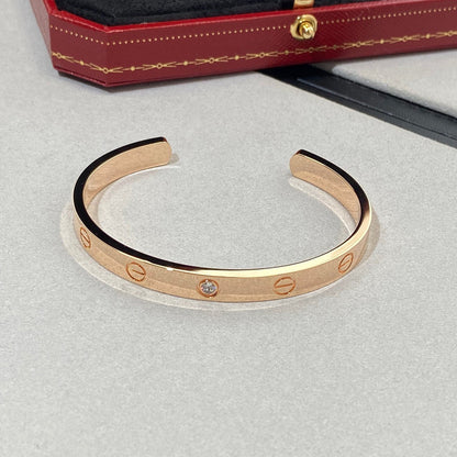 [Echo Fine ]LOVE BRACELET 6.1MM 1 DIAMOND OPEN CUFF