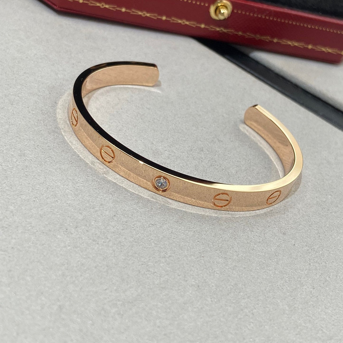 [Echo Fine ]LOVE BRACELET 6.1MM 1 DIAMOND OPEN CUFF
