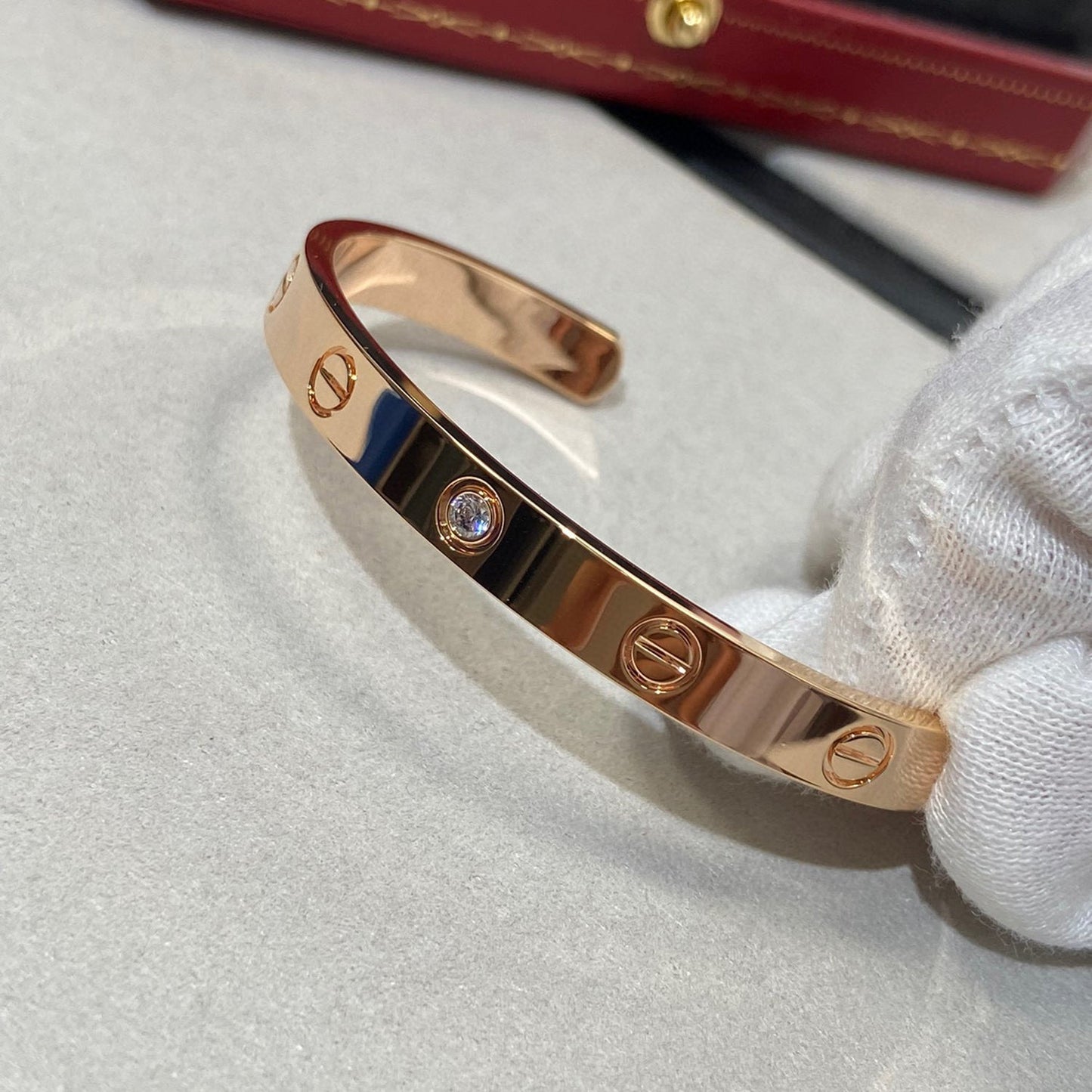 [Echo Fine ]LOVE BRACELET 6.1MM 1 DIAMOND OPEN CUFF