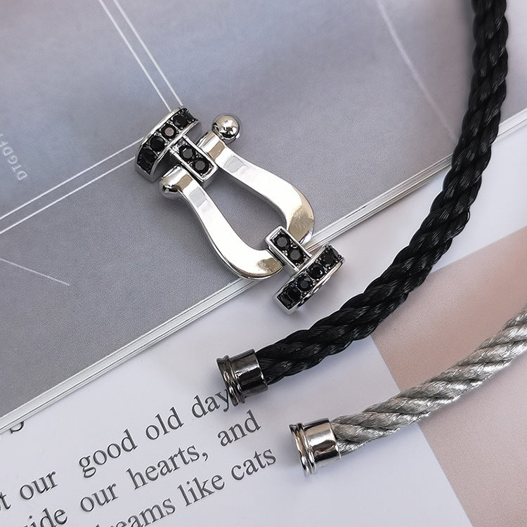 [Echo Fine ]FORCE LARGE HORSESHOE BLACK DIAMOND BRACELET SILVER