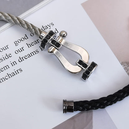 [Echo Fine ]FORCE LARGE HORSESHOE BLACK DIAMOND BRACELET SILVER