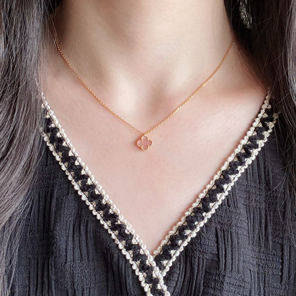 [Echo Fine ]CLOVER 9.5MM PINK MOTHER OF PEARL SINGLE FLOWER NECKLACE