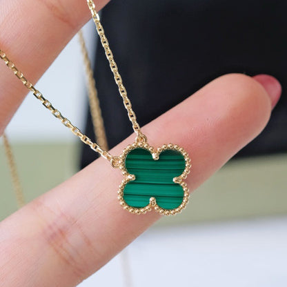 [Echo Fine ]CLOVER 15MM MALACHITE SINGLE FLOWER  NECKLACE