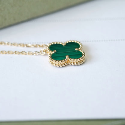 [Echo Fine ]CLOVER 15MM MALACHITE SINGLE FLOWER  NECKLACE