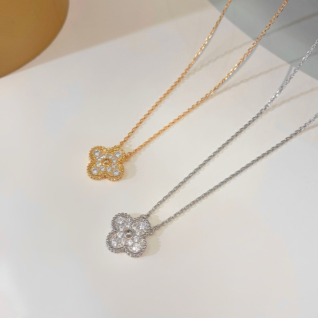 [Echo Fine ]CLOVER 15MM DIAMOND SINGLE FLOWER NECKLACE