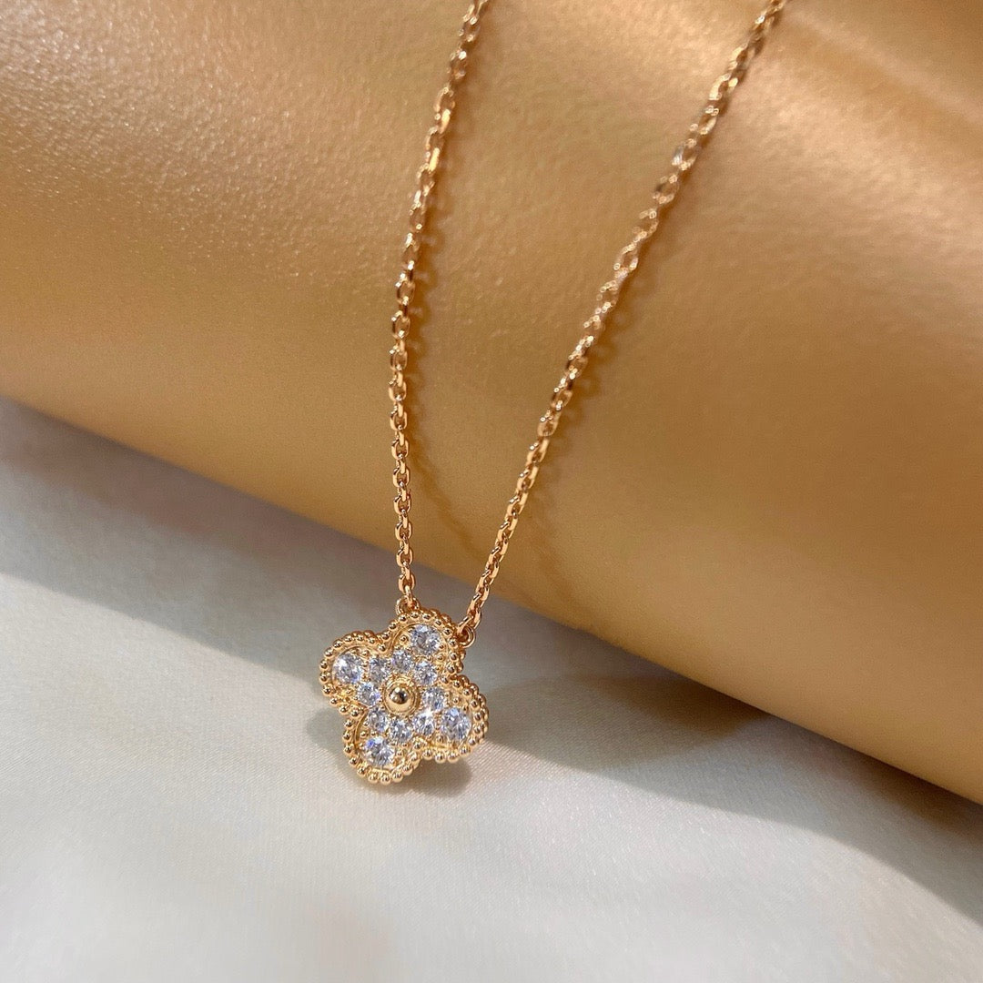 [Echo Fine ]CLOVER 15MM DIAMOND SINGLE FLOWER NECKLACE