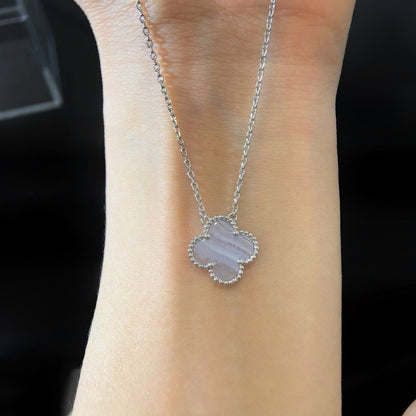 [Echo Fine ]CLOVER 15MM BLUE CHALCEDONY NECKLACE SILVER