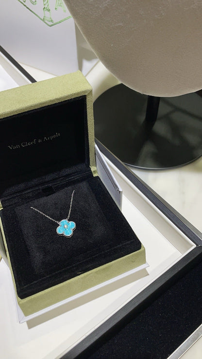 [Echo Fine ]CLOVER 15MM DIAMOND SVRES PORCELAIN  NECKLACE SILVER