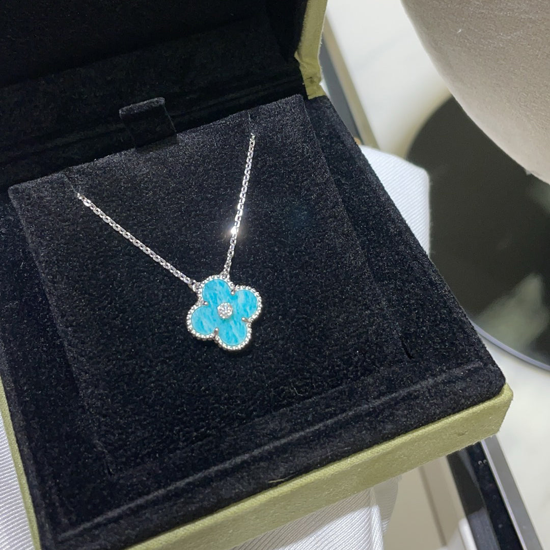 [Echo Fine ]CLOVER 15MM DIAMOND SVRES PORCELAIN  NECKLACE SILVER