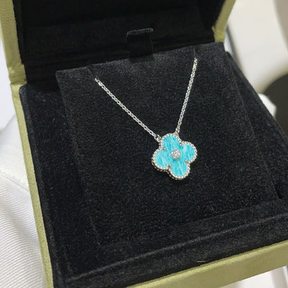 [Echo Fine ]CLOVER 15MM DIAMOND SVRES PORCELAIN  NECKLACE SILVER