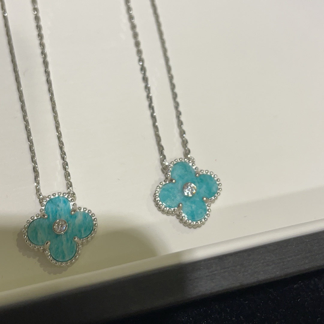 [Echo Fine ]CLOVER 15MM DIAMOND SVRES PORCELAIN  NECKLACE SILVER