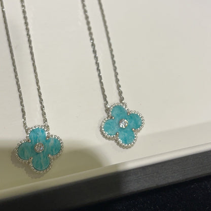 [Echo Fine ]CLOVER 15MM DIAMOND SVRES PORCELAIN  NECKLACE SILVER