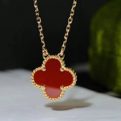 [Echo Fine ]CLOVER 15MM CARNELIAN SINGLE FLOWER NECKLACE