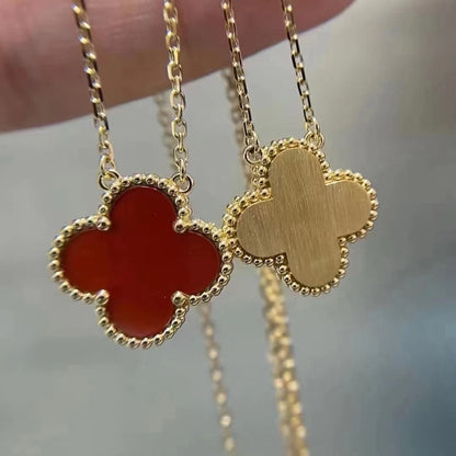 [Echo Fine ]CLOVER 15MM CARNELIAN SINGLE FLOWER NECKLACE