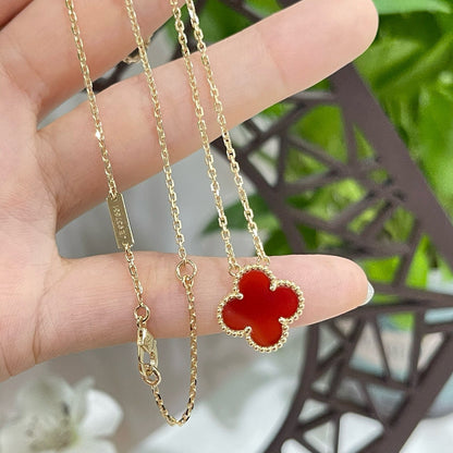 [Echo Fine ]CLOVER 15MM CARNELIAN SINGLE FLOWER NECKLACE