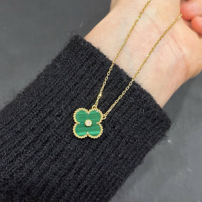 [Echo Fine ]CLOVER 15MM DIAMOND TURQUOISE NECKLACE