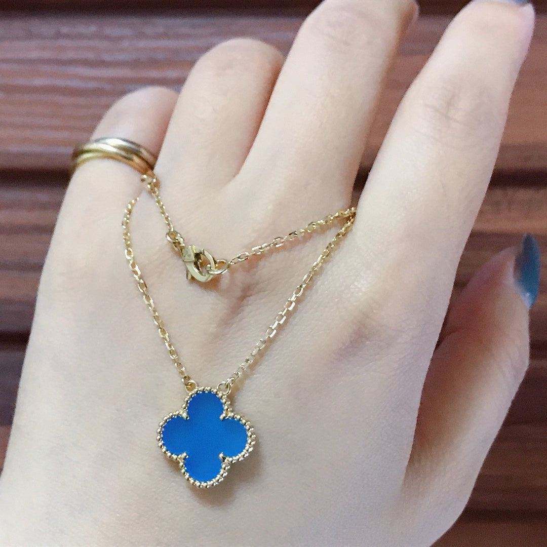 [Echo Fine ]CLOVER 15MM BLUE AGATE NECKLACE