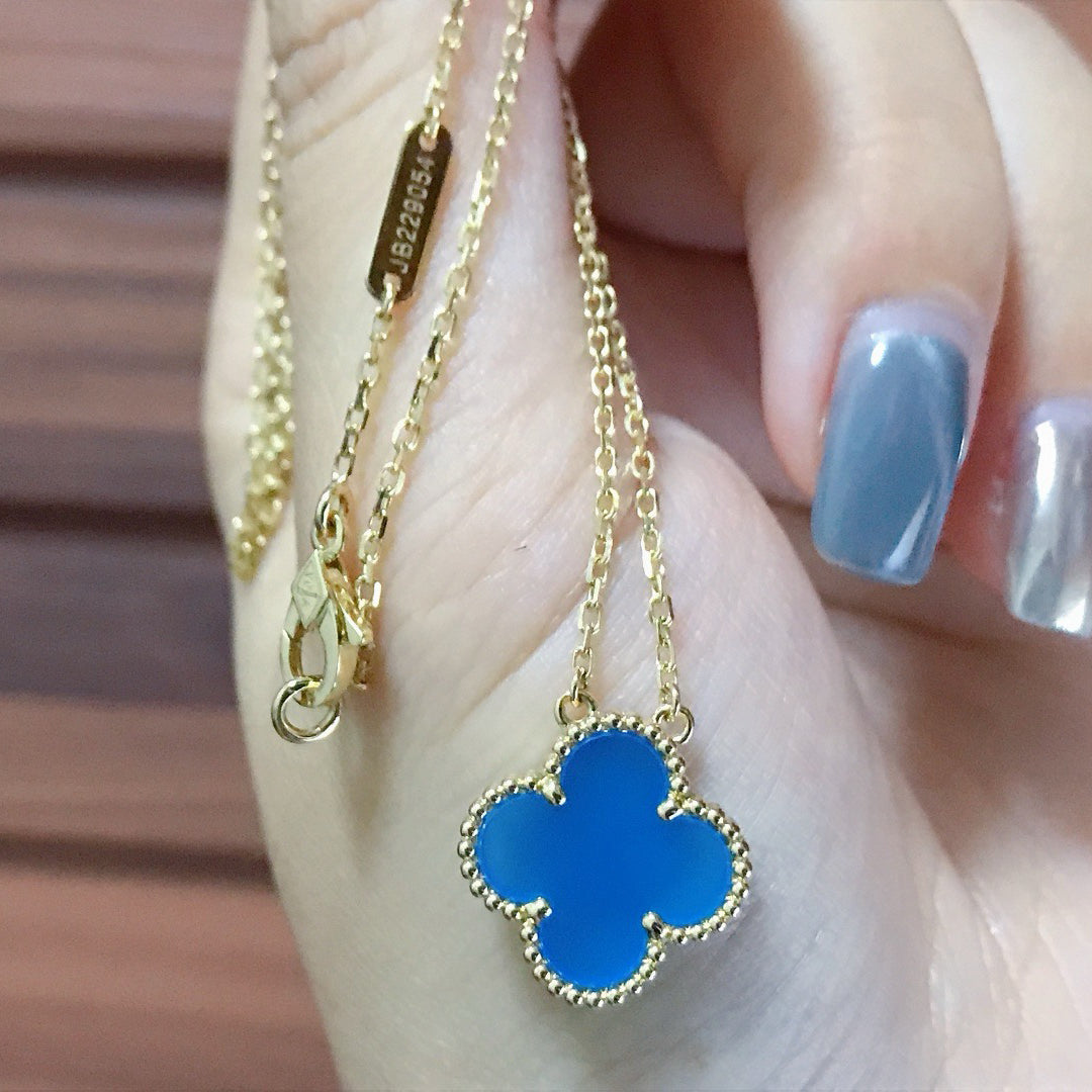 [Echo Fine ]CLOVER 15MM BLUE AGATE NECKLACE