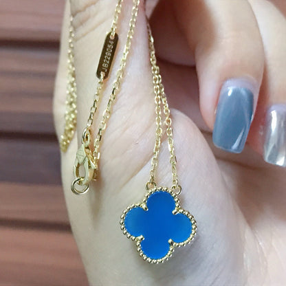 [Echo Fine ]CLOVER 15MM BLUE AGATE NECKLACE