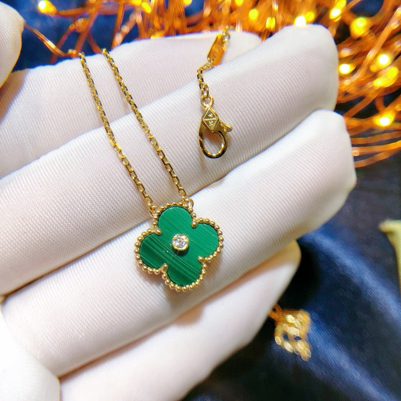 [Echo Fine ]CLOVER 15MM DIAMOND TURQUOISE NECKLACE