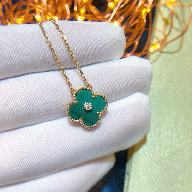 [Echo Fine ]CLOVER 15MM DIAMOND TURQUOISE NECKLACE