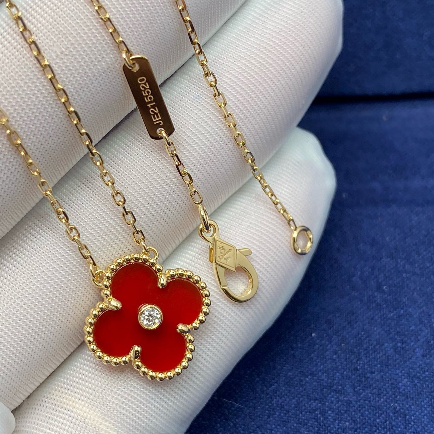 [Echo Fine ]CLOVER 15MM DIAMOND CARNELIAN NECKLACE