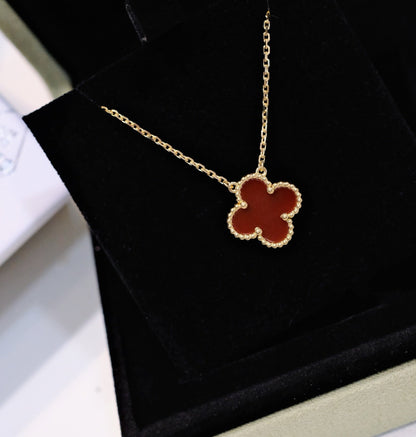 [Echo Fine ]CLOVER 15MM CARNELIAN SINGLE FLOWER NECKLACE