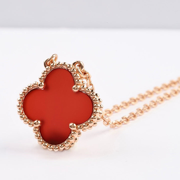 [Echo Fine ]CLOVER 15MM CARNELIAN SINGLE FLOWER NECKLACE