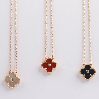 [Echo Fine ]CLOVER 15MM DIAMOND CARNELIAN NECKLACE