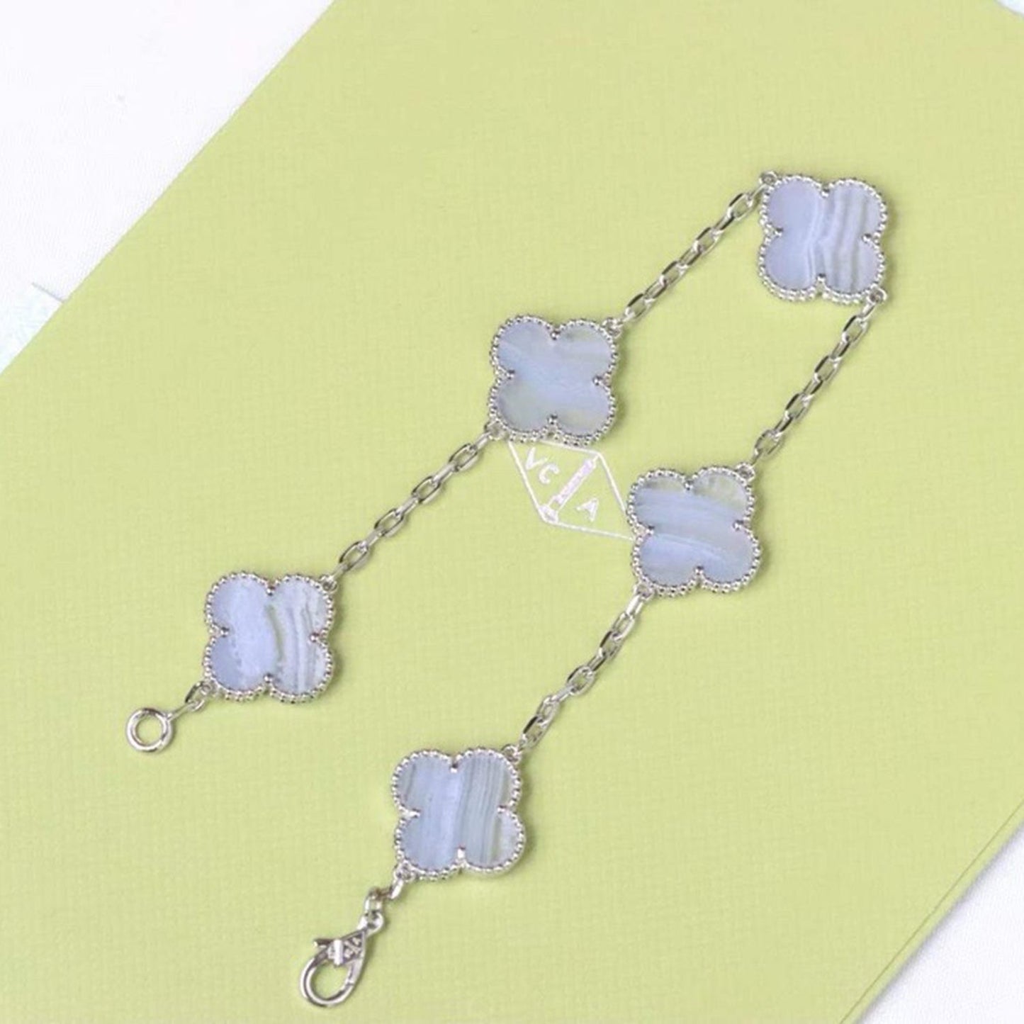 [Echo Fine ]CLOVER  5 MOTIF PURPLE CHALCEDONY BRACELET SILVER