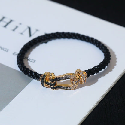 [Echo Fine ]FORCE LARGE HORSESHOE BLACK WHITE DIAMOND BRACELET ROSE GOLD