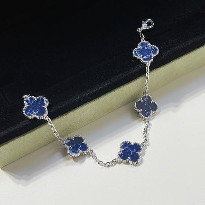 [Echo Fine ]CLOVER 5 MOTIF PIETERSITE SILVER BRACELET