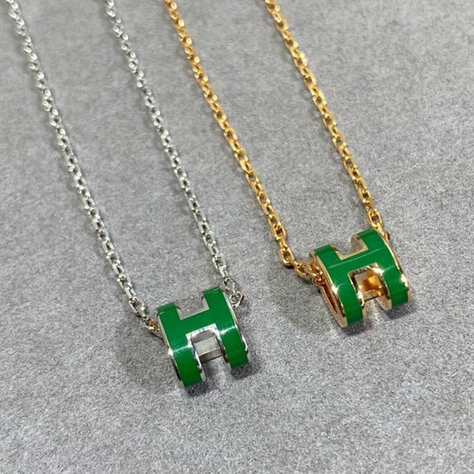[Echo Fine ]POP H GREEN NECKLACE SILVER AND GOLD
